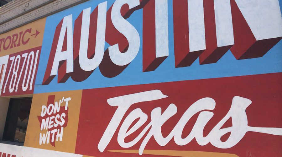 The 6th street historic district Austin mural