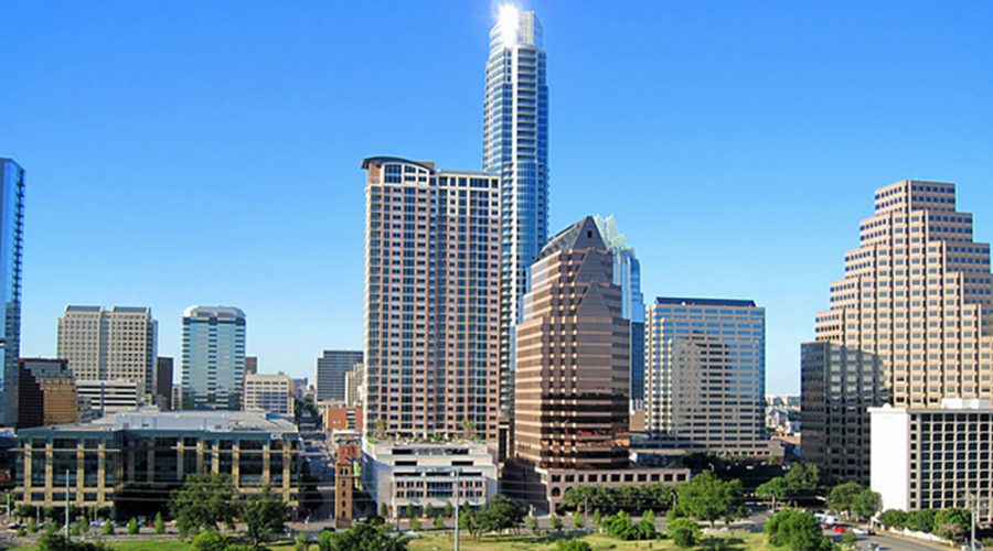 Several buildings in downtown Austin